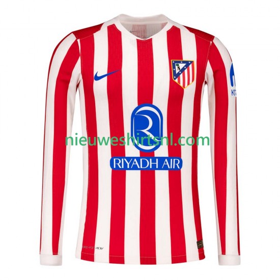 Atlético Madrid Heren Shirt met Bedrukking Thuis 2025-2026 Lange Mouw