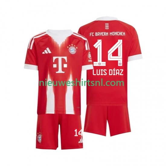 FC Bayern München Kind Shirt met Bedrukking Luis Diaz 14 Thuis 2025-2026 Korte Mouw