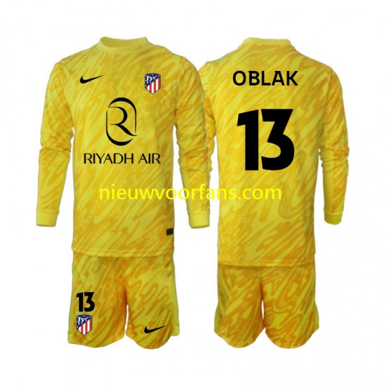 Atlético Madrid Kind Shirt met Bedrukking Doelman Jan Oblak 13 Derde 2024-2025 Lange Mouw