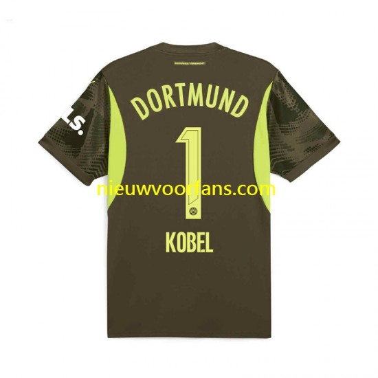 Borussia Dortmund Heren Shirt met Bedrukking Doelman Gregor Kobel 1 Uit 2024-2025 Korte Mouw
