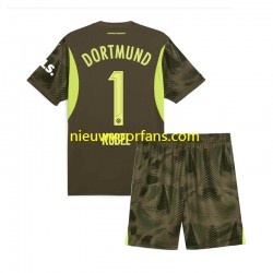 Borussia Dortmund Kind Shirt met Bedrukking Doelman Gregor Kobel 1 Uit 2024-2025 Korte Mouw