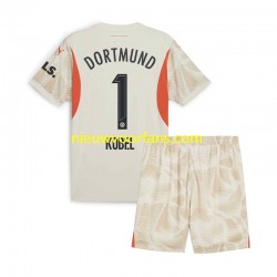 Borussia Dortmund Kind Shirt met Bedrukking Doelman Gregor Kobel 1 Thuis 2024-2025 Korte Mouw