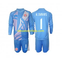 Costa Rica Kind Shirt met Bedrukking Doelman Keylor Navas 1 Thuis 2024 Lange Mouw
