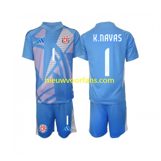 Costa Rica Kind Shirt met Bedrukking Doelman Keylor Navas 1 Thuis 2024 Korte Mouw