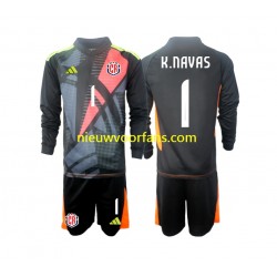 Costa Rica Kind Shirt met Bedrukking Doelman Keylor Navas 1 Derde 2024 Lange Mouw