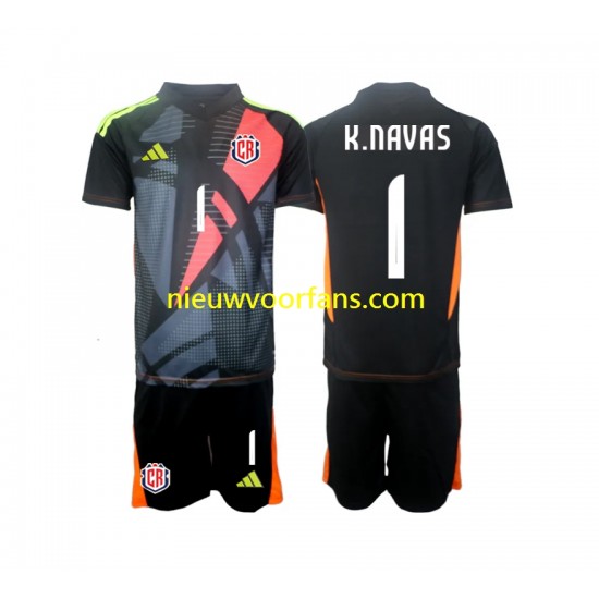 Costa Rica Kind Shirt met Bedrukking Doelman Keylor Navas 1 Derde 2024 Korte Mouw