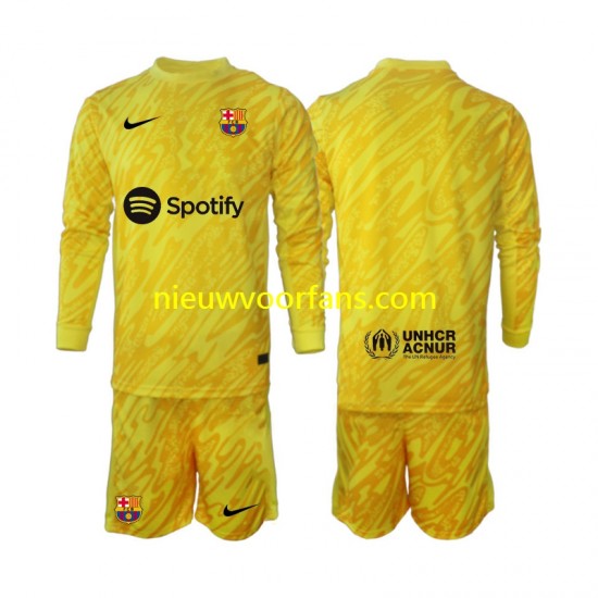 FC Barcelona Kind Shirt met Bedrukking Doelman Uit 2024-2025 Lange Mouw