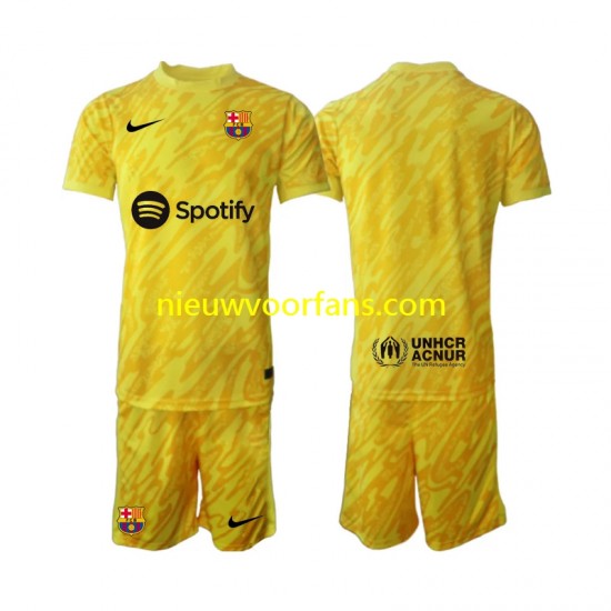 FC Barcelona Kind Shirt met Bedrukking Doelman Uit 2024-2025 Korte Mouw