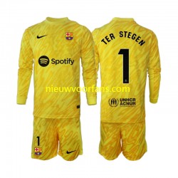 FC Barcelona Kind Shirt met Bedrukking Doelman Ter Stegen 1 Uit 2024-2025 Lange Mouw