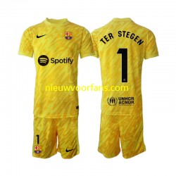 FC Barcelona Kind Shirt met Bedrukking Doelman Ter Stegen 1 Uit 2024-2025 Korte Mouw