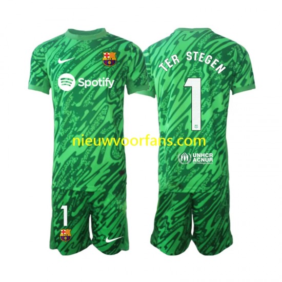 FC Barcelona Kind Shirt met Bedrukking Doelman Ter Stegen 1 Thuis 2024-2025 Korte Mouw