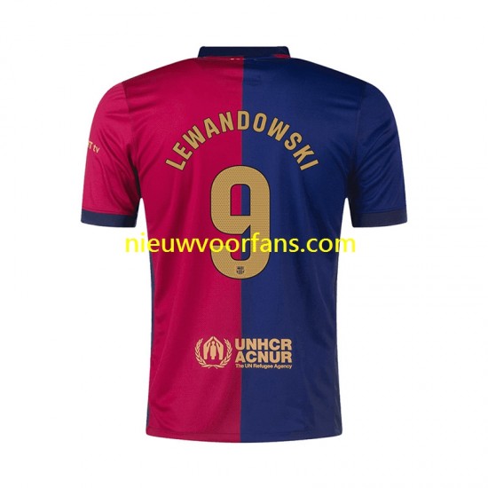 FC Barcelona Heren Shirt met Bedrukking Robert Lewandowski 9 Thuis 2024-2025 Korte Mouw