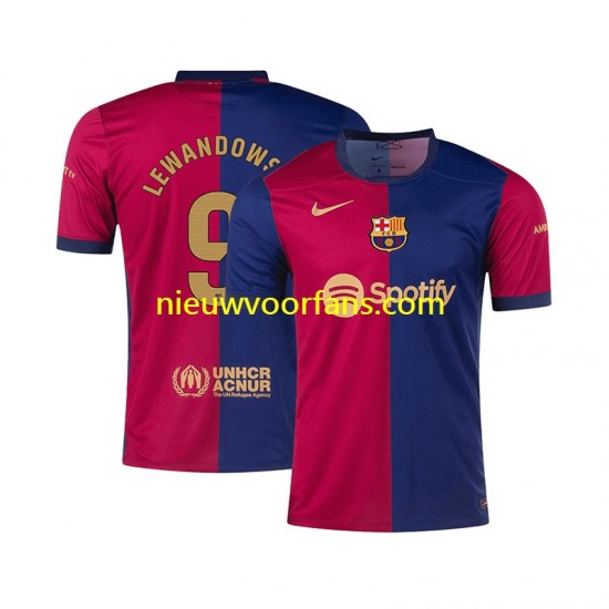 FC Barcelona Heren Shirt met Bedrukking Robert Lewandowski 9 Thuis 2024-2025 Korte Mouw