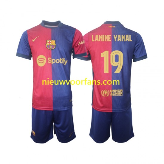 FC Barcelona Kind Shirt met Bedrukking UCL Font Lamine Yamal 19 Thuis 2024-2025 Korte Mouw