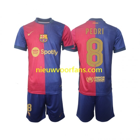 FC Barcelona Kind Shirt met Bedrukking UCL Font PEDRI 8 Thuis 2024-2025 Korte Mouw
