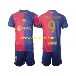 FC Barcelona Kind Shirt met Bedrukking UCL Font Robert Lewandowski 9 Thuis 2024-2025 Korte Mouw