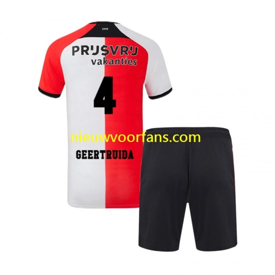 Feyenoord Rotterdam Kind Shirt met Bedrukking Lutsharel Geertruida 4 Thuis 2024-2025 Korte Mouw