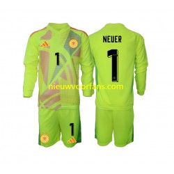 Duitsland Kind Shirt met Bedrukking Doelman Manuel Neuer 1 Uit Euro 2024 Lange Mouw