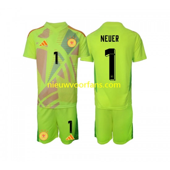 Duitsland Kind Shirt met Bedrukking Doelman Manuel Neuer 1 Uit Euro 2024 Korte Mouw