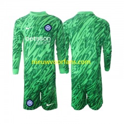 Inter Milan Kind Shirt met Bedrukking Doelman Thuis 2024-2025 Lange Mouw