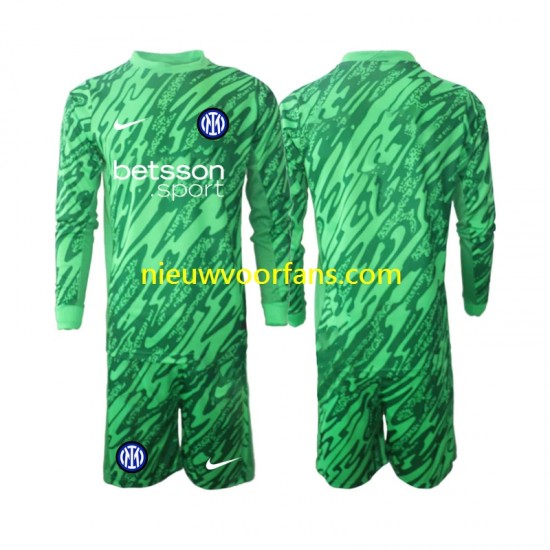 Inter Milan Kind Shirt met Bedrukking Doelman Thuis 2024-2025 Lange Mouw