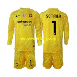 Inter Milan Kind Shirt met Bedrukking Doelman Yann Sommer 1 Uit 2024-2025 Lange Mouw