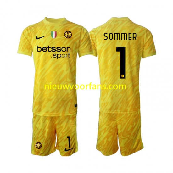 Inter Milan Kind Shirt met Bedrukking Doelman Yann Sommer 1 Uit 2024-2025 Korte Mouw