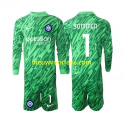 Inter Milan Kind Shirt met Bedrukking Doelman Yann Sommer 1 Thuis 2024-2025 Lange Mouw