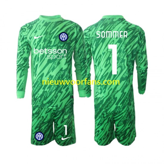 Inter Milan Kind Shirt met Bedrukking Doelman Yann Sommer 1 Thuis 2024-2025 Lange Mouw