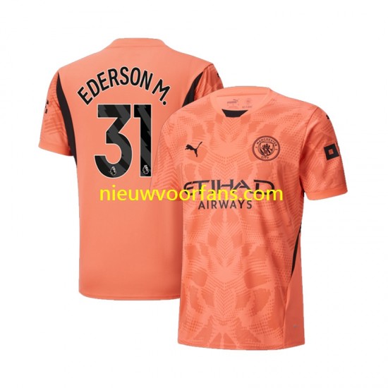 Manchester City Heren Shirt met Bedrukking Doelman Ederson M 31 Uit 2024-2025 Korte Mouw