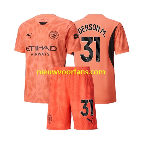 Manchester City Kind Shirt met Bedrukking Doelman Ederson M 31 Uit 2024-2025 Korte Mouw