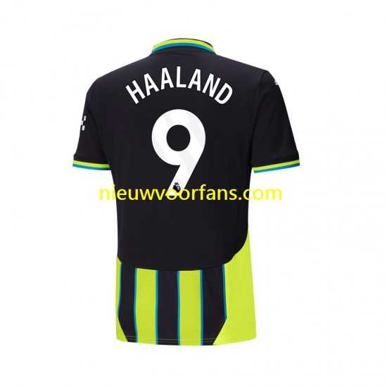 Manchester City Heren Shirt met Bedrukking Haaland 9 Uit 2024-2025 Korte Mouw