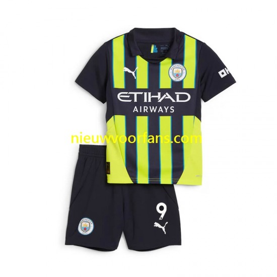 Manchester City Kind Shirt met Bedrukking Haaland 9 Uit 2024-2025 Korte Mouw
