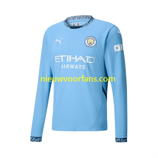 Manchester City Heren Shirt met Bedrukking Thuis 2024-2025 Lange Mouw