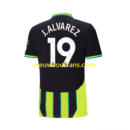 Manchester City Heren Shirt met Bedrukking Julian Alvarez 19 Uit 2024-2025 Korte Mouw