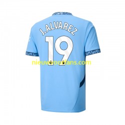 Manchester City Heren Shirt met Bedrukking Julian Alvarez 19 Thuis 2024-2025 Korte Mouw