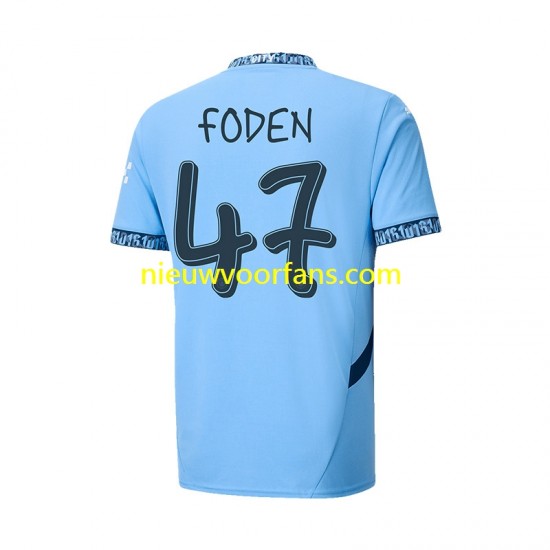 Manchester City Heren Shirt met Bedrukking UCL Font FODEN 47 Thuis 2024-2025 Korte Mouw