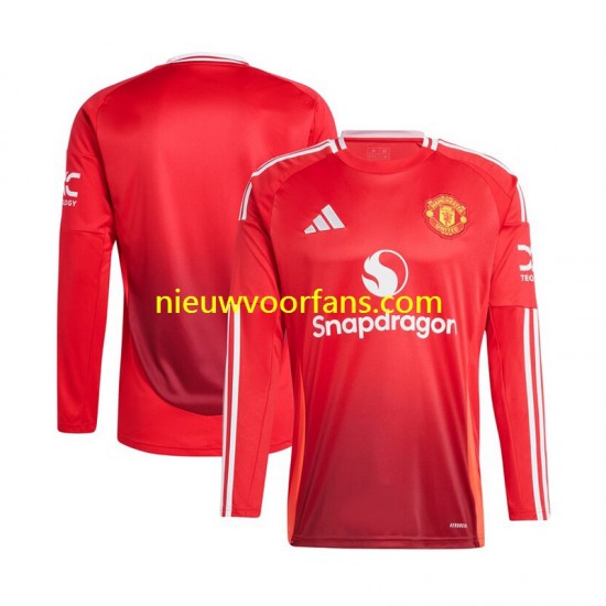 Manchester United Heren Shirt met Bedrukking Thuis 2024-2025 Lange Mouw