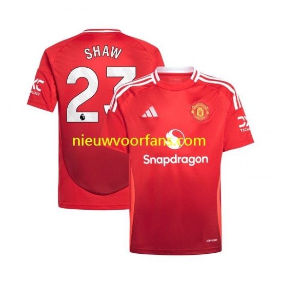 Manchester United Heren Shirt met Bedrukking Luke Shaw 23 Thuis 2024-2025 Korte Mouw