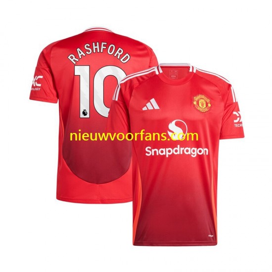 Manchester United Heren Shirt met Bedrukking Marcus Rashford 10 Thuis 2024-2025 Korte Mouw