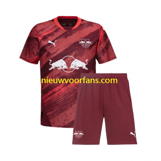 RB Leipzig Kind Shirt met Bedrukking Uit 2024-2025 Korte Mouw