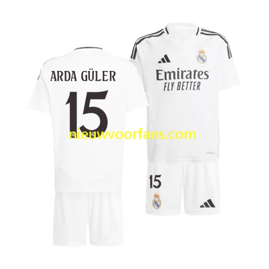 Real Madrid Kind Shirt met Bedrukking Arda Guler 15 Thuis 2024-2025 Korte Mouw