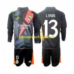 Real Madrid Kind Shirt met Bedrukking Doelman Andriy Lunin 13 Uit 2024-2025 Lange Mouw