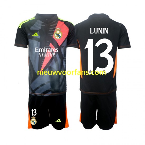 Real Madrid Kind Shirt met Bedrukking Doelman Andriy Lunin 13 Uit 2024-2025 Korte Mouw