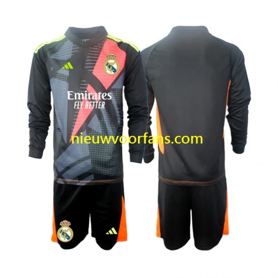 Real Madrid Kind Shirt met Bedrukking Doelman Uit 2024-2025 Lange Mouw