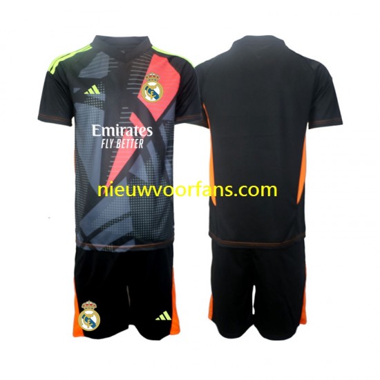 Real Madrid Kind Shirt met Bedrukking Doelman Uit 2024-2025 Korte Mouw