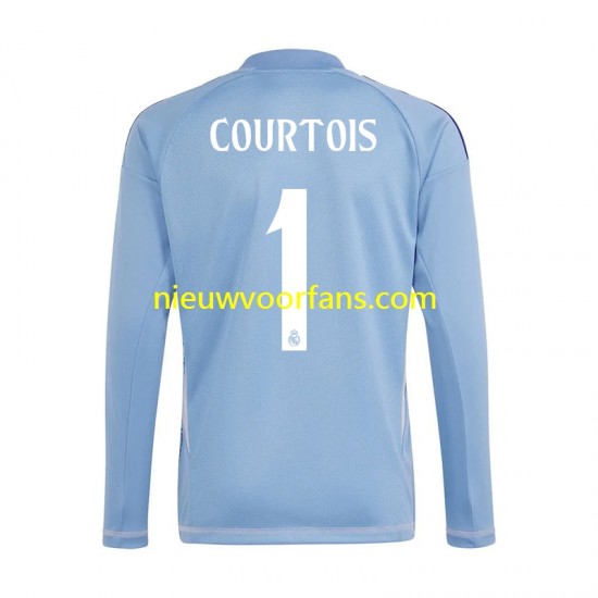 Real Madrid Heren Shirt met Bedrukking Doelman Thibaut Courtois 1 Thuis 2024-2025 Lange Mouw