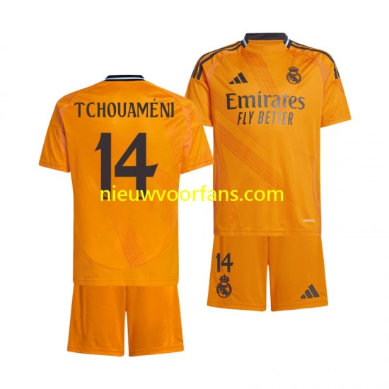 Real Madrid Kind Shirt met Bedrukking Tchouameni 14 Uit 2024-2025 Korte Mouw