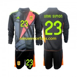 Spanje Kind Shirt met Bedrukking Doelman Unai Simon 23 Uit Euro 2024 Lange Mouw