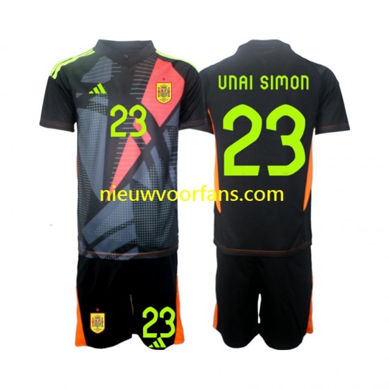 Spanje Kind Shirt met Bedrukking Doelman Unai Simon 23 Uit Euro 2024 Korte Mouw
